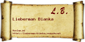 Lieberman Bianka névjegykártya